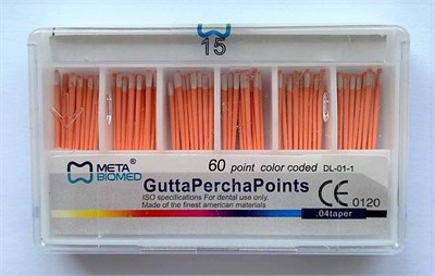 Гуттаперчевые штифты кон 04 № 15, 60шт , Мета Китай Г0415