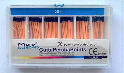 Гуттаперчевые штифты кон 04 № 30, 60шт Мета Китай Г0430