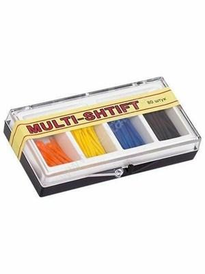 Штифты беззольные,  80 шт, размер ассортимент (оранжевые, желтые, черные , синие) / Рудент MULTI SHTIFT ассорти